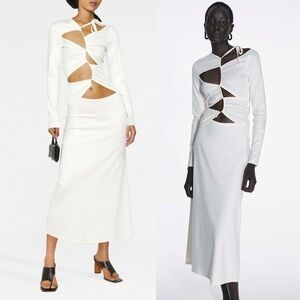 NWT Sid Neigum Italian Knit Tension Cut Out Midi Dress in Cream